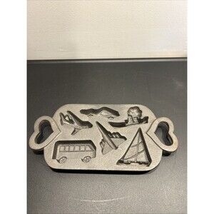 Cast Iron Christmas Baking Mold Transportation Marked Milky The Clown Estate Vtg